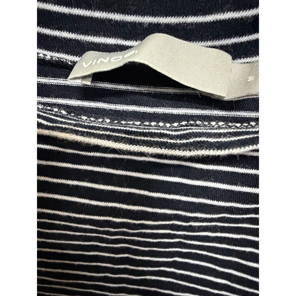 Vince Black White Boatneck Style Short Sleeve TShirt Size Medium Cotton Basic - Picture 5 of 6